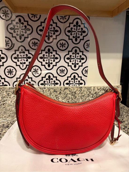 Coach Handbags - Coach Red Pebbled Leather Crescent Shoulder Bag